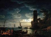 Claude Joseph Vernet Mediterranean Coast Scene with Fishermen and Boats Spain oil painting artist